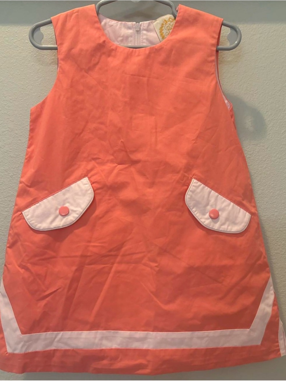 The Beaufort Bonnet Company Coral and White Casual Kids Dress